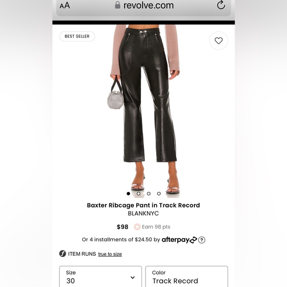 BLANK NYC Baxter Straight Leg Hi-Rise Faux Vegan Leather Jeans Black NWT 30 - Picture 10 of 11